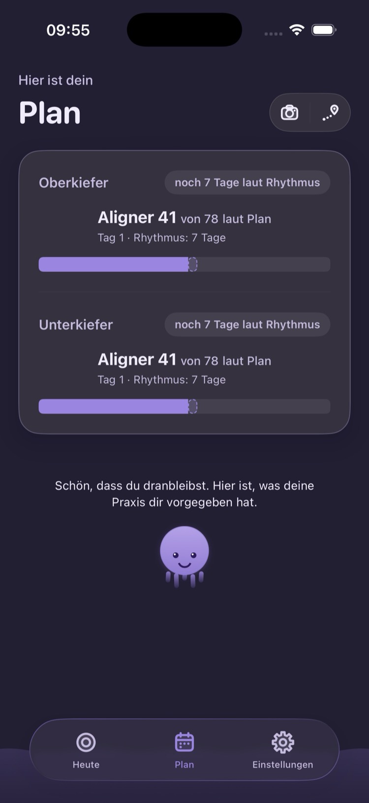 Milo Plan im Dark Mode
